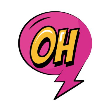 Konuşma baloncuğu ile dışavurum oh kelime pop sanat düz stili