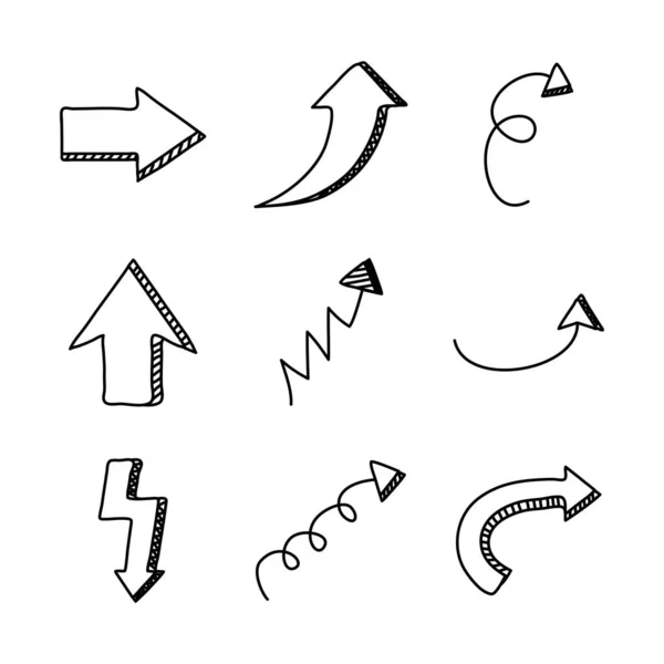 Bündel aus neun Pfeilen setzen Symbole — Stockvektor