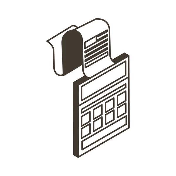 Calculatrice isolée avec icône de style de ligne de reçu conception vectorielle — Image vectorielle