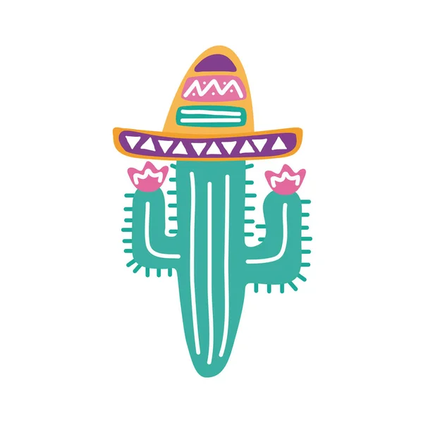 Cactus con sombrero mexicano icono de estilo plano — Archivo Imágenes Vectoriales