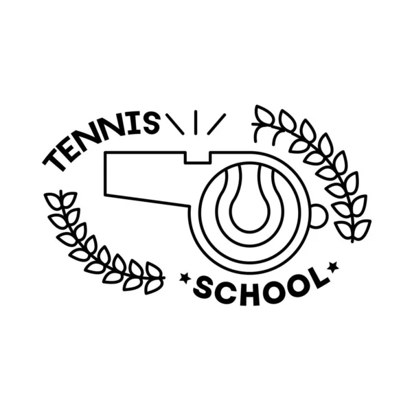 Pelota tenis deporte en silbato línea estilo icono — Archivo Imágenes Vectoriales