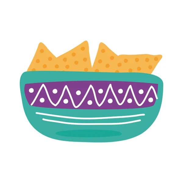 Lezat Meksiko nachos makanan gaya ikon datar - Stok Vektor