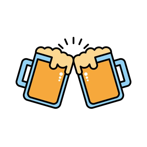 Frascos de cerveza oktoberfest línea y llenar iconos — Vector de stock