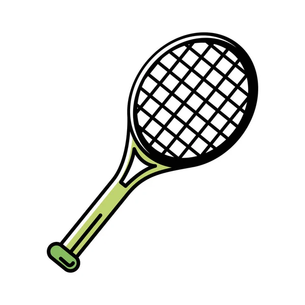 Línea de raqueta deportiva de tenis e icono de estilo de relleno — Vector de stock