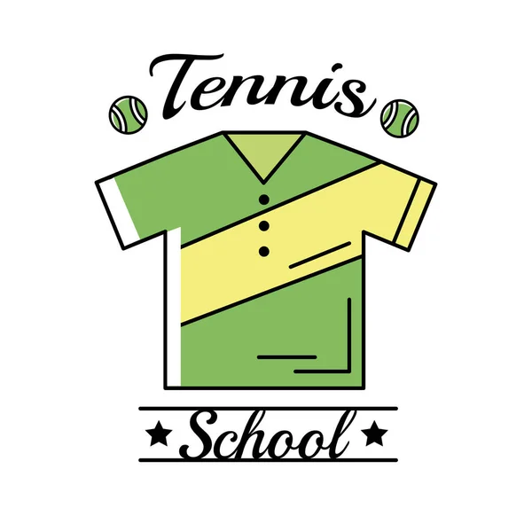 Balles de tennis et lettrage avec ligne de chemise et style de remplissage — Image vectorielle