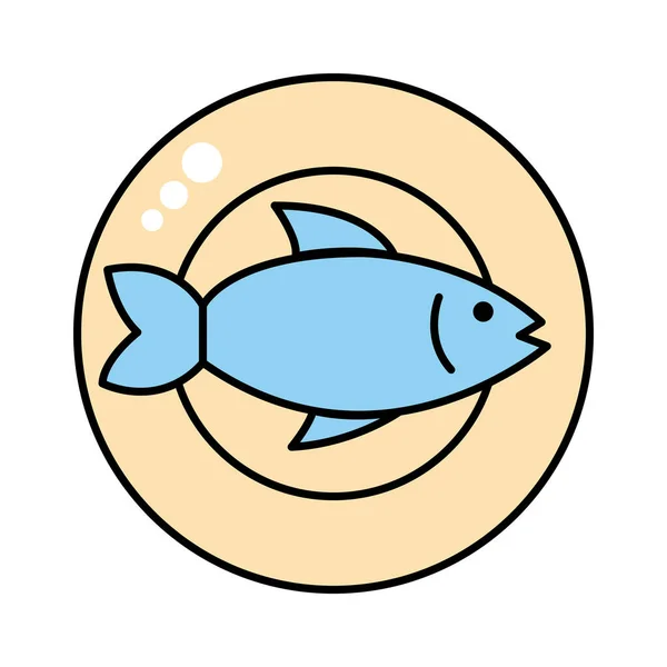 Danie z ryb owoce morza linii i wypełnić ikonę stylu — Wektor stockowy