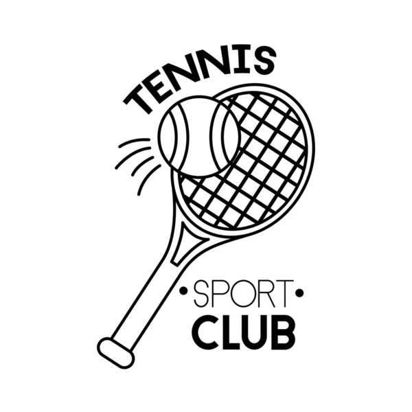 Balle et raquette tennis sport ligne style icône — Image vectorielle