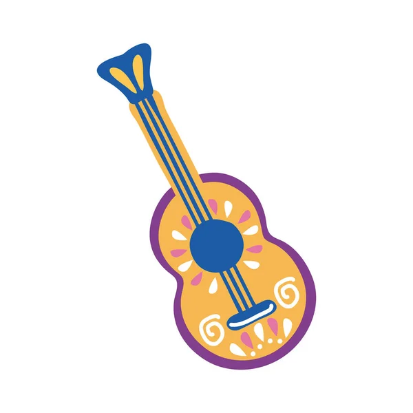 Traditional mexican guitar instrument flat style icon — Stock Vector