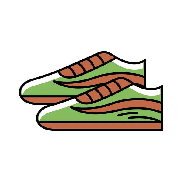 Теннисная линия обуви и икона стиля заполнения — стоковый вектор