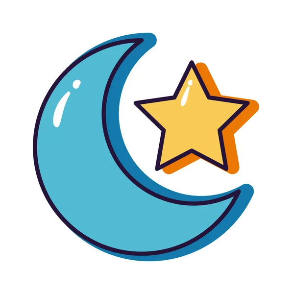 Csillag és hold félhold szleng vonal és töltse stílus ikon — Stock Vector