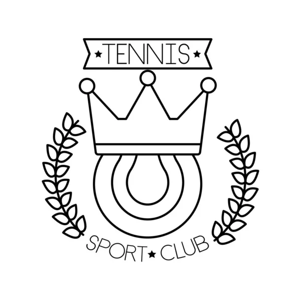 Piłka tenis sport z wieniec i ikona stylu linii korony — Wektor stockowy