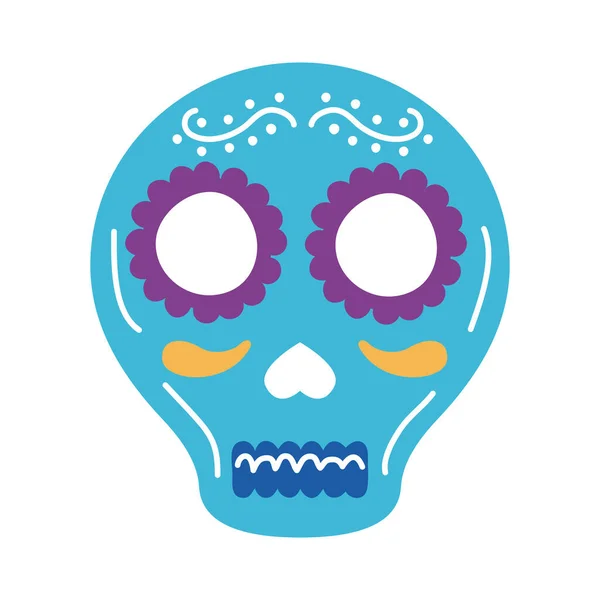 Traditional mexican skull head flat style icon — Stock Vector