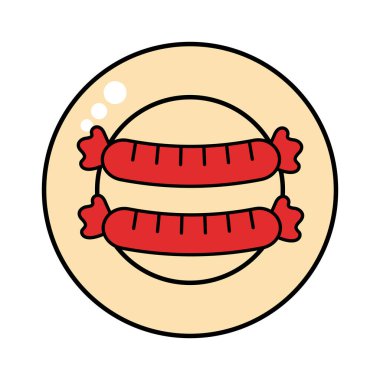 Lezzetli sosis kuyruğu ve dolgu stili olan yemekler.