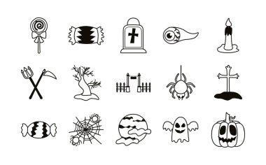 Onbeş Cadılar Bayramı seti simgesi demeti