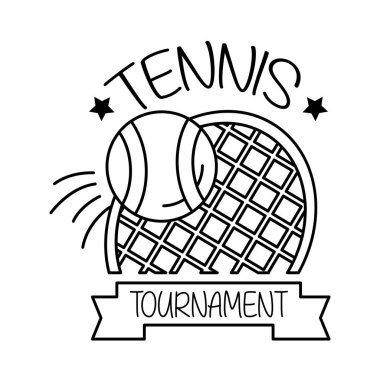 top ve raket tenis sporu kurdele çizgisi tarzı ikon