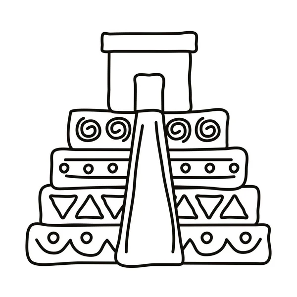 Icono de estilo de línea de cultura pirámide mexicana — Vector de stock