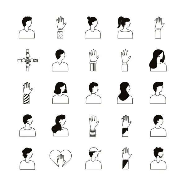 Bundle of diversity people set icônes — Image vectorielle