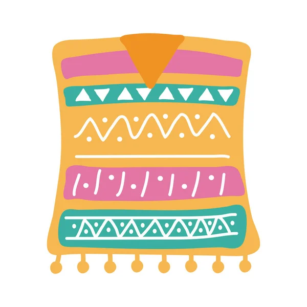 Poncho de culture mexicaine icône de style plat — Image vectorielle