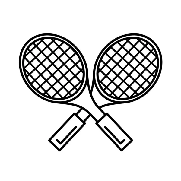 Tenis sport rakiety linii styl ikona — Wektor stockowy