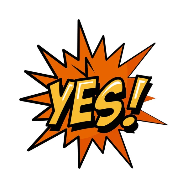 Konuşma baloncuğu Evet kelime pop sanat düz stili