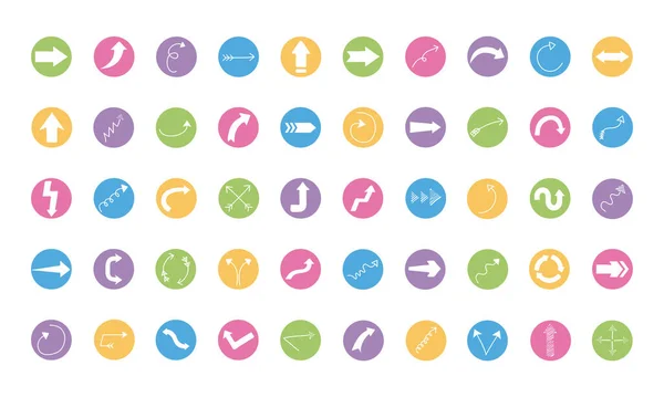 Bundle of fifty arrows set icons — Stock Vector