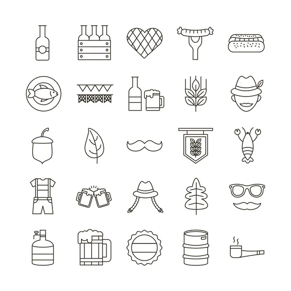 Paquete de veinticinco oktoberfest conjunto de iconos de colección — Vector de stock