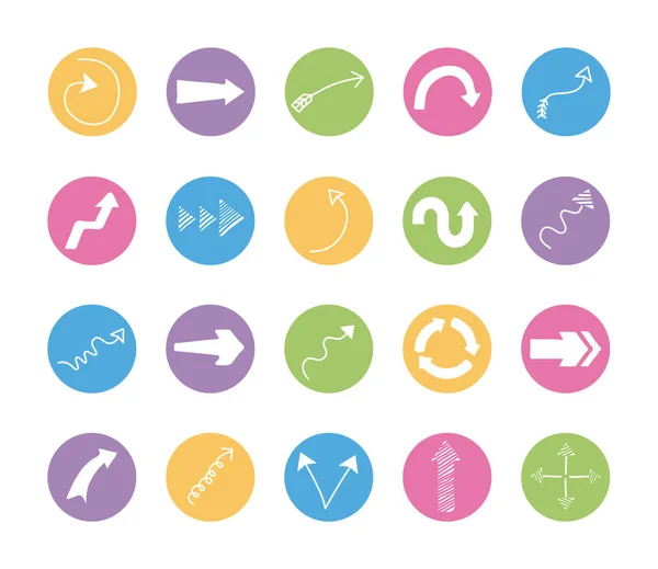 Bundle of twenty arrows set icons — Stock Vector