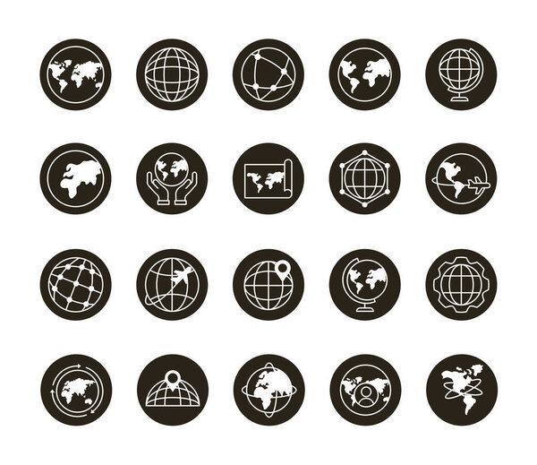 bundle of twenty world planet set icons
