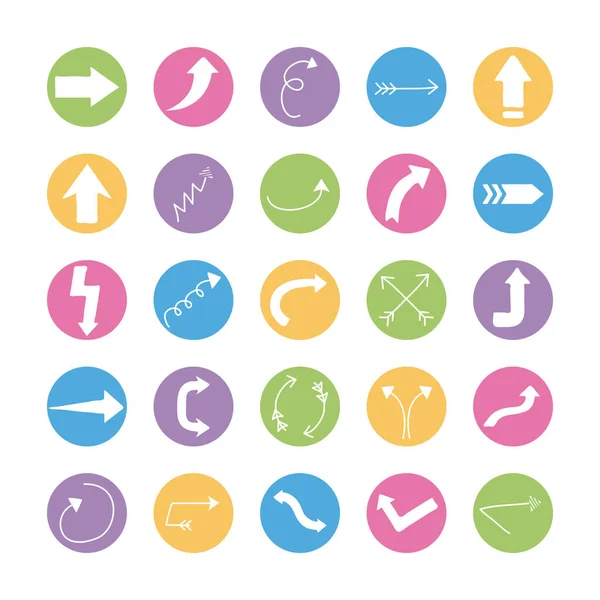 Bundle of twenty five arrows set icons — Stock Vector