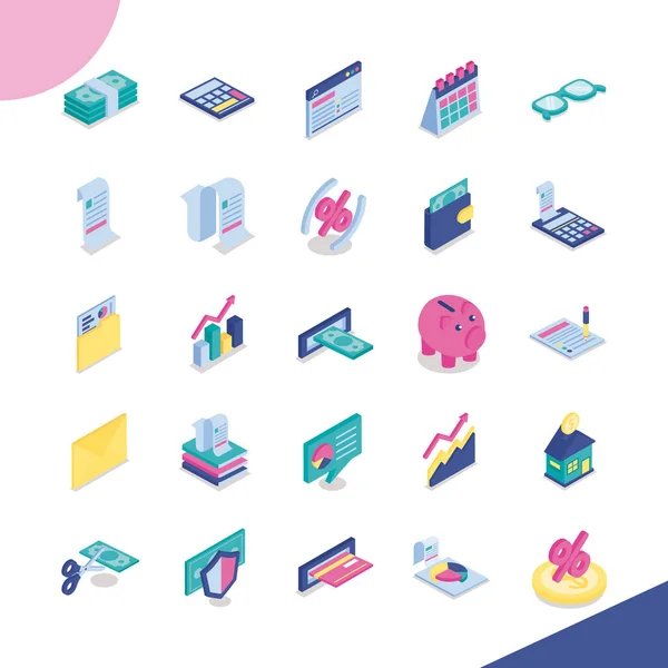 Paquet de vingt-cinq taxes ensemble icônes — Image vectorielle