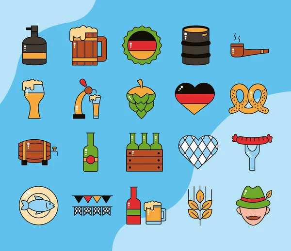 Paquete de veinte oktoberfest conjunto de iconos — Archivo Imágenes Vectoriales