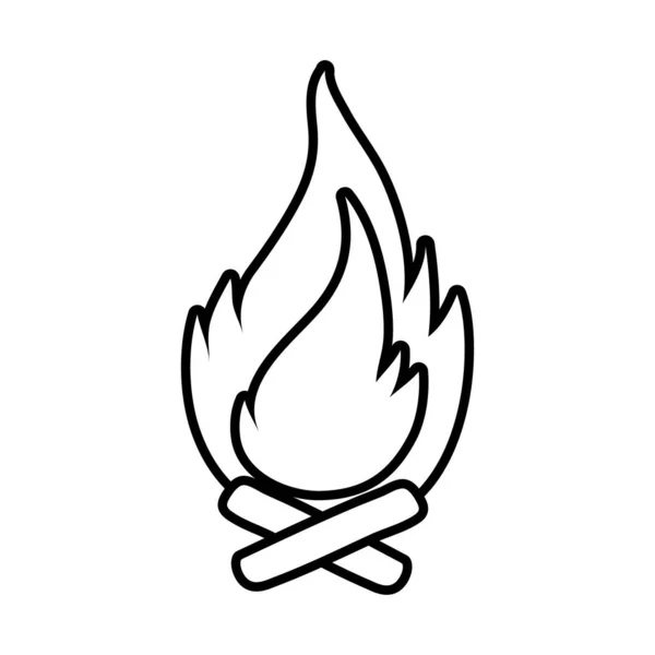 Campfire flame line style icon — Stock Vector
