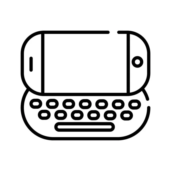 Smartphone con teclado línea estilo icono — Vector de stock