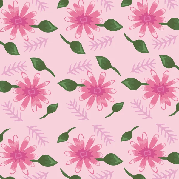 Λουλούδια χρώμα ροζ μοτίβο λεπτομερές στυλ — Διανυσματικό Αρχείο