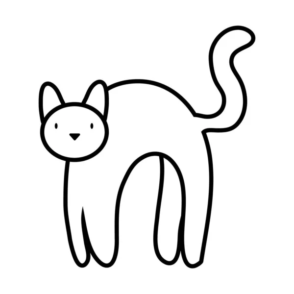 Halloween cat black line style icon — Stockvektor