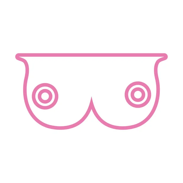 Mujer pecho rosa línea estilo icono — Vector de stock