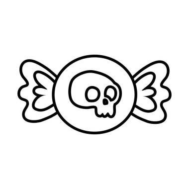 Kafatası çizgisi ikonu olan tatlı cadılar bayramı şekeri