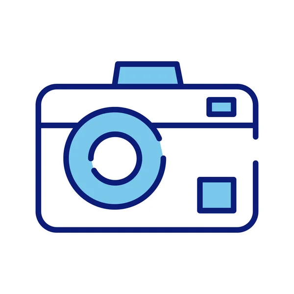 Línea de cámara fotográfica e icono de estilo de relleno — Vector de stock