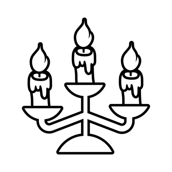 Kroonluchter met kaarsen lijn stijl pictogram — Stockvector