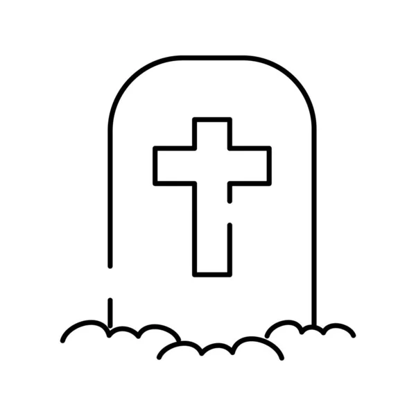 Cemetery tomb with cross line style icon — Stock Vector