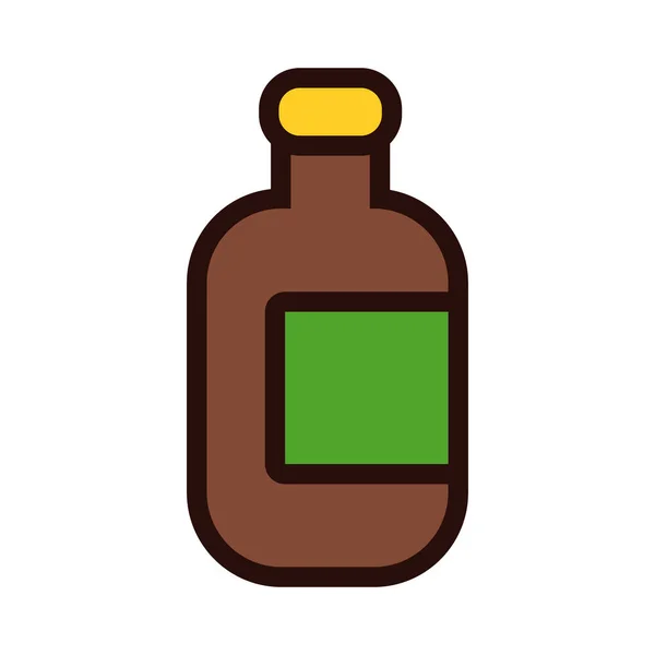 Línea de botella de cerveza e icono de estilo de relleno — Archivo Imágenes Vectoriales