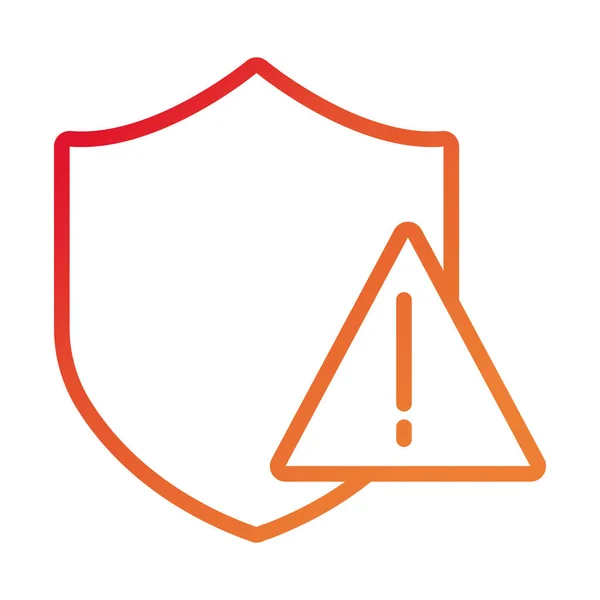 Escudo seguro con símbolo de alerta gradiente icono de estilo — Vector de stock