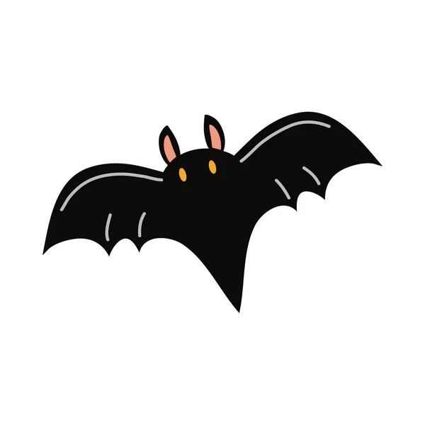 Halloween murciélago volando icono plano estilo — Vector de stock