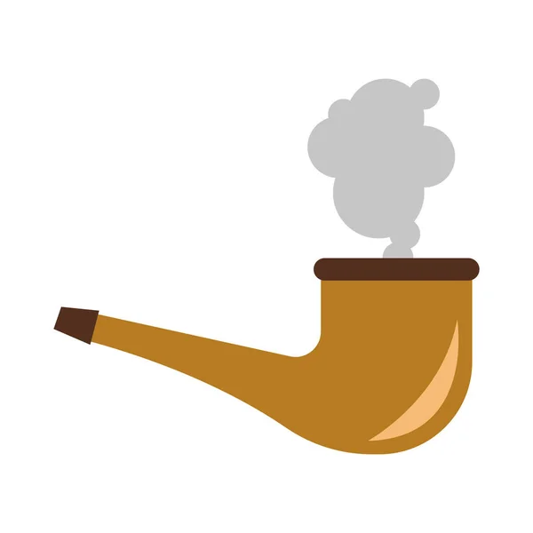 Wooden smoke pipe flat style icon — Stock Vector