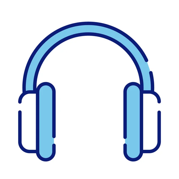 Linha de dispositivo de áudio fone de ouvido e ícone de estilo de preenchimento — Vetor de Stock