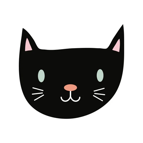 Halloween cat black head flat style icon — 스톡 벡터