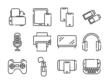 12 aygıttan oluşan paket elektronik simgeleri ayarlar