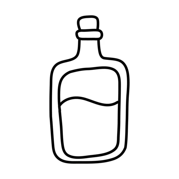 Sorcière sort en flasque style ligne icône — Image vectorielle