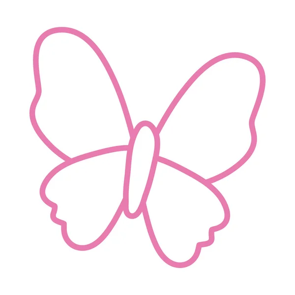 Mariposa rosa línea estilo icono — Vector de stock