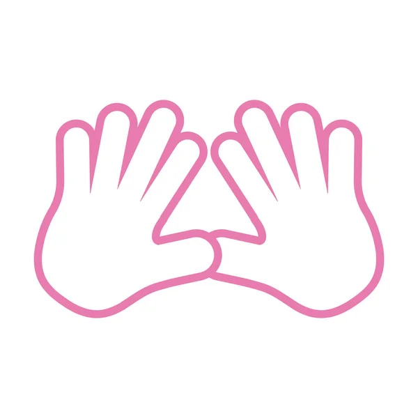 Manos humano stop rosa línea estilo icono — Vector de stock
